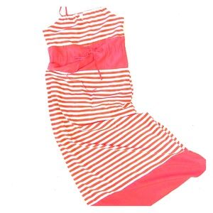 Romeo & Juliet couture coral ivory striped maxi